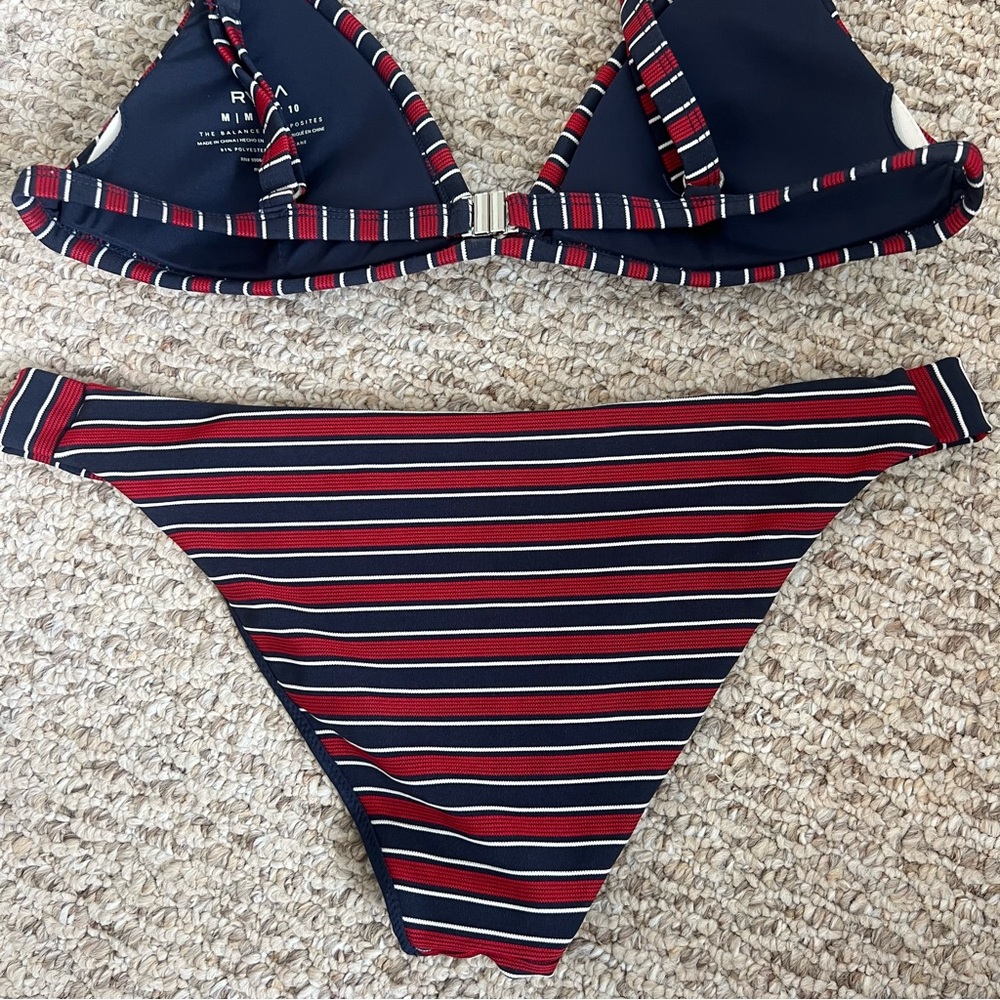 RVCA Striped Red and Black Bikini Set - Picture 5 of 6